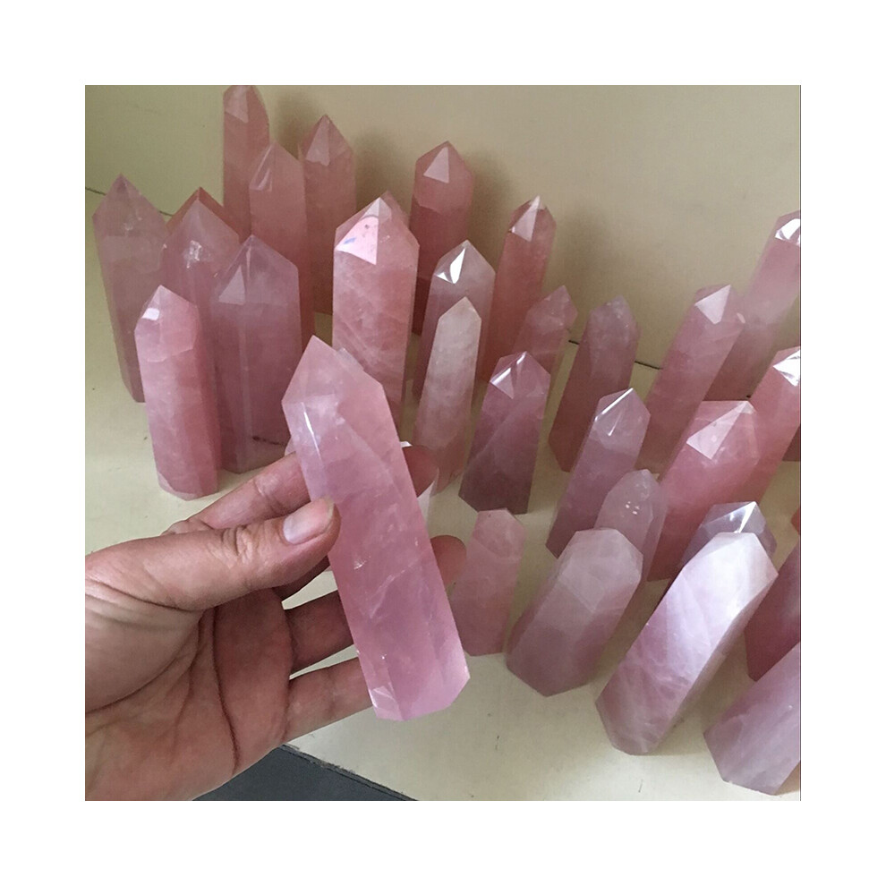 Pink 40-50Mm Natural Rock Rose Quartz Crystal Wand Point Healing Mineral Stone