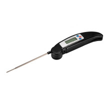 (Black) Foldable Digital Kitchen Thermometer for BBQ, Cooking, and Meat - Accurate Temperature Gauge with Programmable Fork Probe