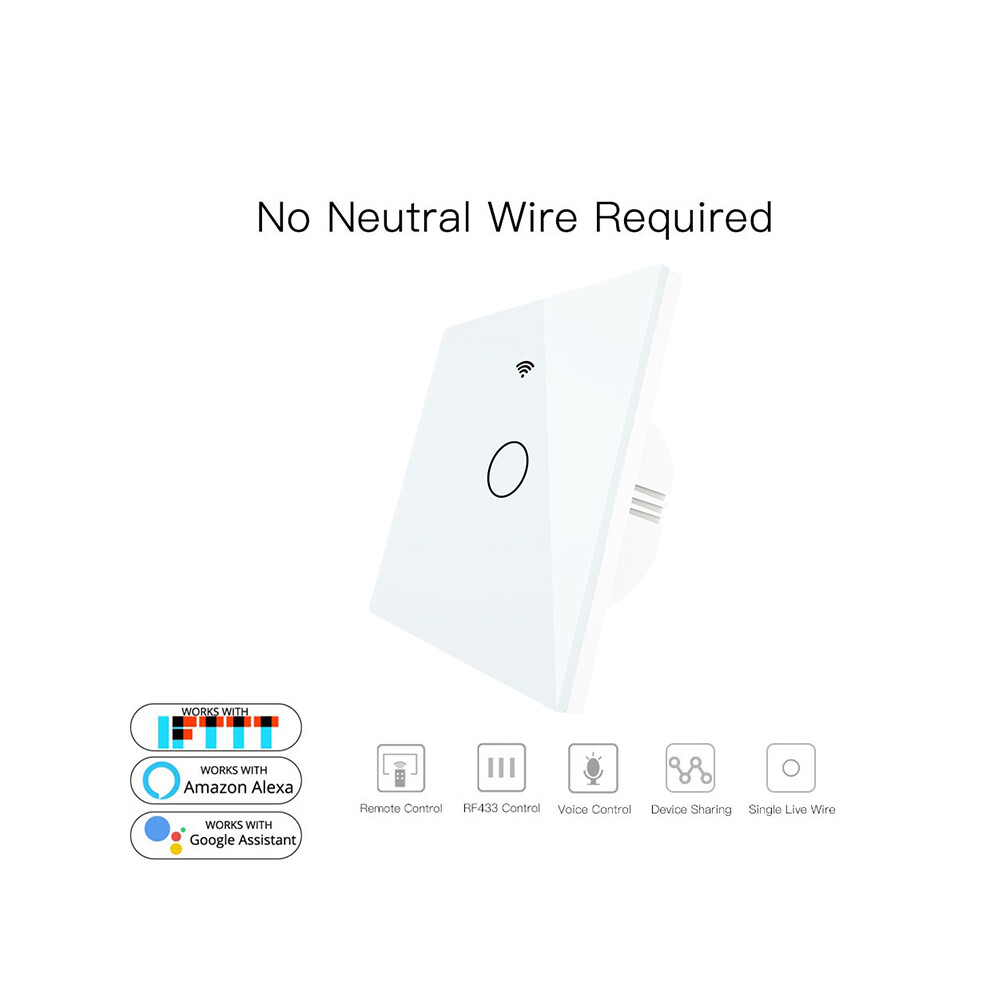 (1 Gang) Smart Glass Panel Wifi Wall Touch Switch Timer Voice Control For Alexa Google Home 110691328700