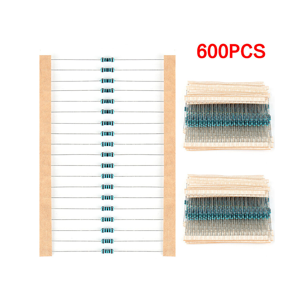 600PCS 30 Values Metal Film Resistor Pack 1/4W 1% Resistor Assorted Kit Set
