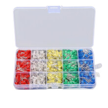 (500pcs 5MM) 500PCS 3mm & 5mm White, Yellow, Red, Green, Blue LED Light Assorted Kit for DIY Projects, 3V 20mA