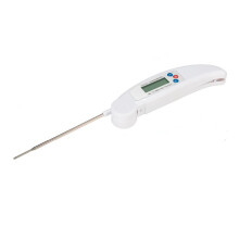 (White) Foldable Digital Kitchen Thermometer for BBQ, Cooking, and Meat - Accurate Temperature Gauge with Programmable Fork Probe