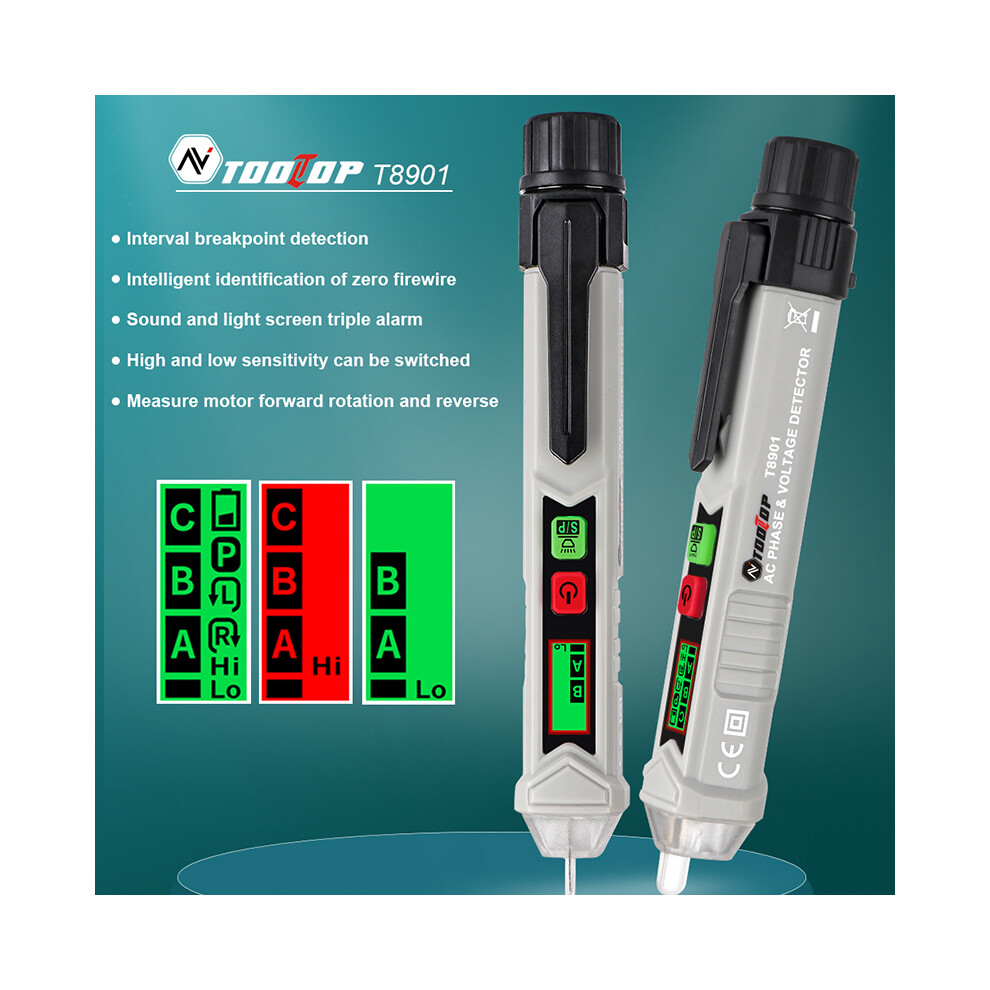 T8901 Non-Contact 12-1000V AC Voltage Detector Tester Pen with LED Flashlight