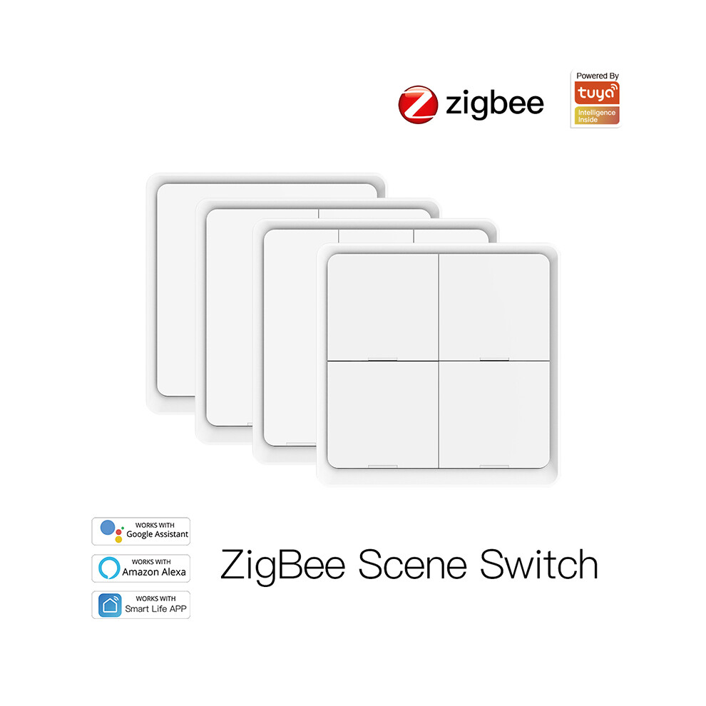 Tuya Zigbee Wireless Scene Switch 4 Gang Smart 12 Scenes Wall Switch Tap Control 110691333803