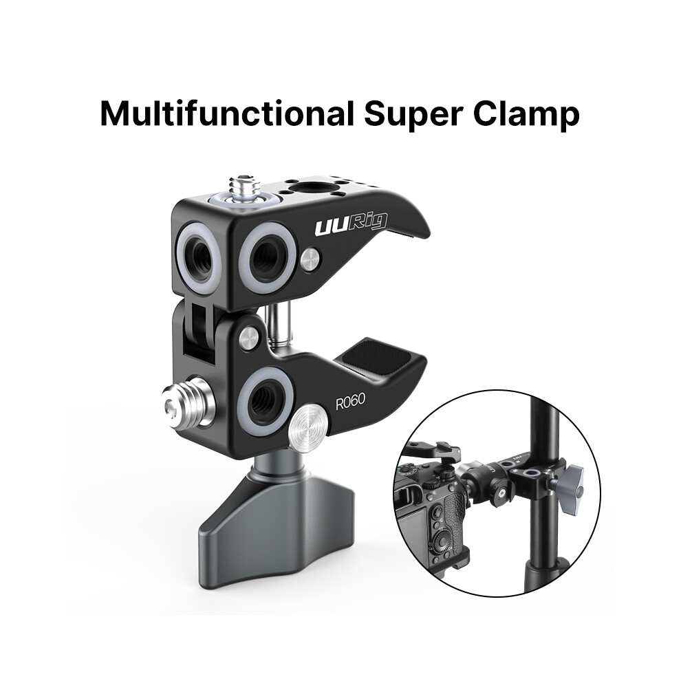 Uurig R060 Super Crab Clamp Clip With 1/4" Screw Hole Mount Bracket For Dslr Camera Monitor 110691333001