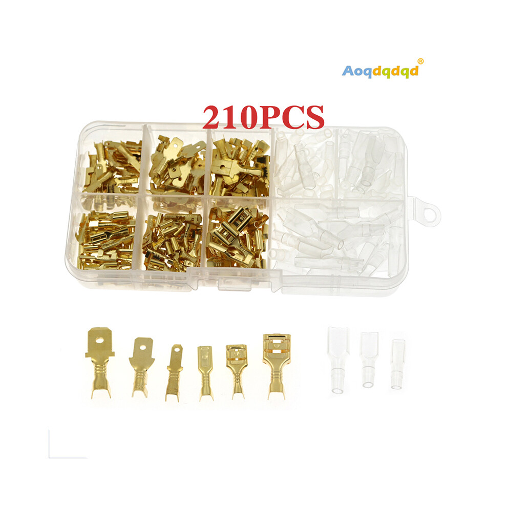 (210Pcs Gold) 150/210/270/315Pcs 2.8/4.8/6.3Mm Wire Connectors Kit Crimp Female&Male Spade Terminals Set 110691334688