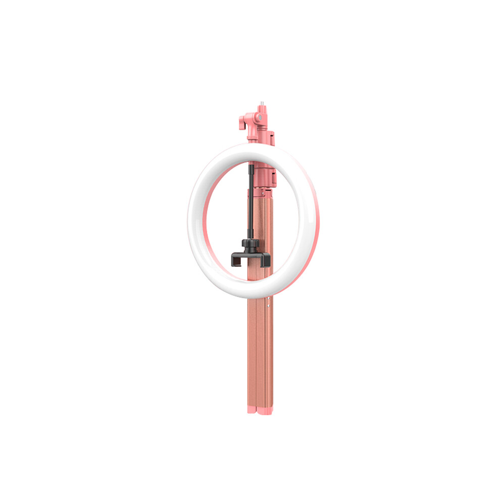 (Pink) Ulanzi LED Ring Light Dimmable Lamp with Telescopic Tripod Stand Phone Holder for Live Stream Makeup