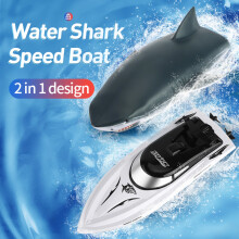 2.4G High-Speed Waterproof RC Shark Boat, 2-in-1 Remote Control Electric Toy for Summer Water Fun