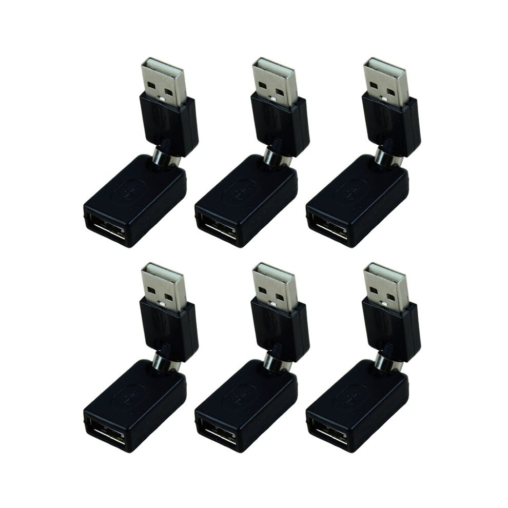 6X Usb 2.0 Male To Usb Female 360 Degree Rotation Angle Extension Adapter Black 6033075442257