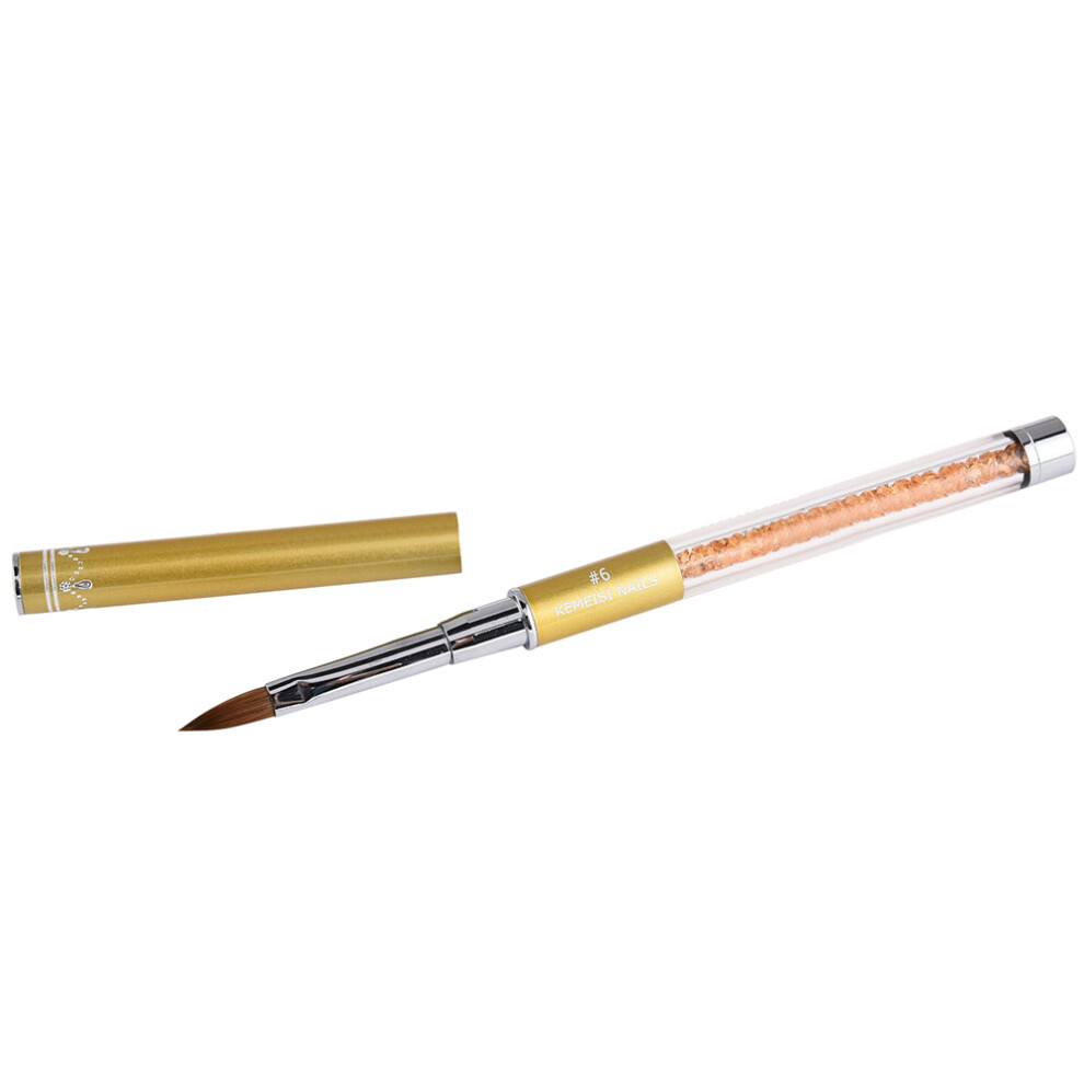 (6#) Kolinsky Sable Hair Acrylic Nail Brush Rhinestone Handle Nail Art Tool Artiste