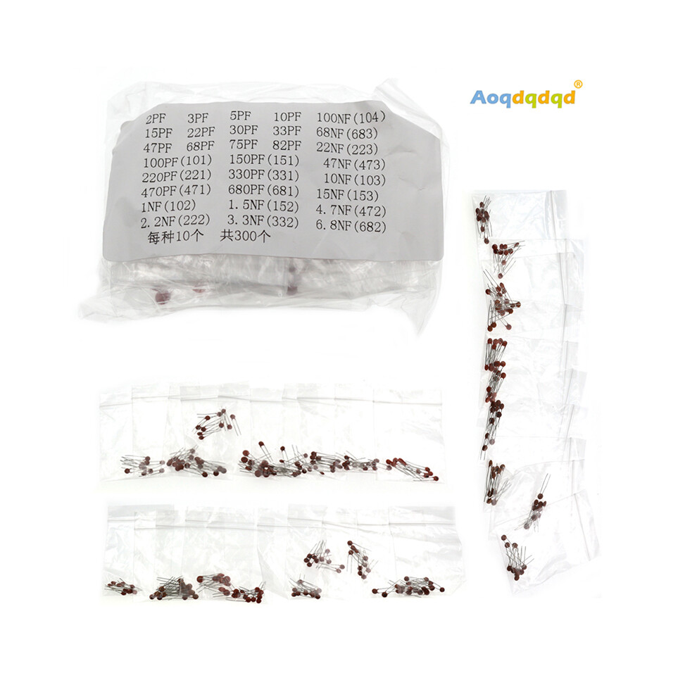 300Pcs Diy 30 Values 2Pf-0.1Uf Electronic Ceramic Chip Capacitors Assortment Kit 110691336835