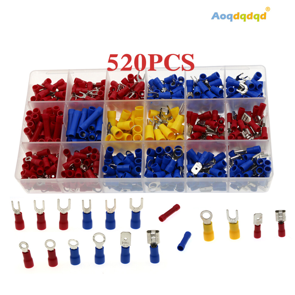 520Pcs Insulated Wire Electrical Connectors Assortment Spade Crimp Cable Terminals 110691334572