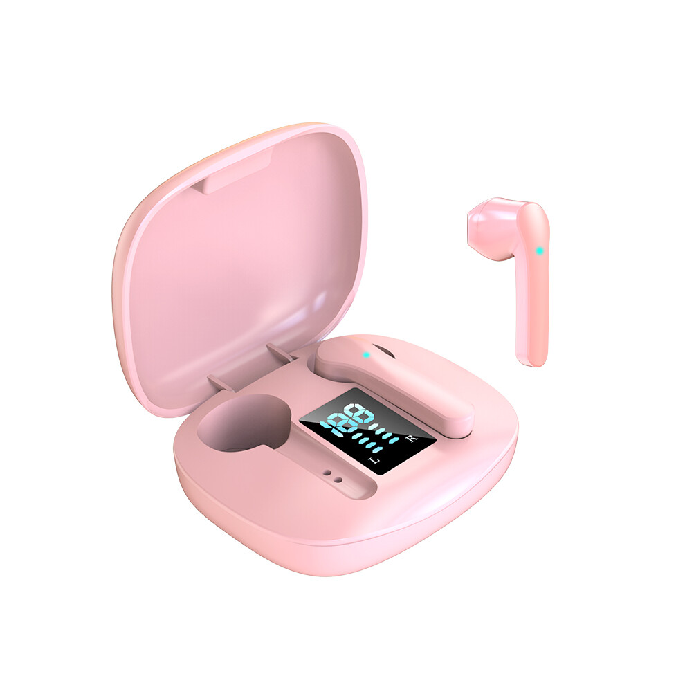 (Pink) Wireless Bluetooth 5.0 Earbuds Noise Cancelling Headset Stereo Deep Bass In-Ear Headphones Pink 413590852575