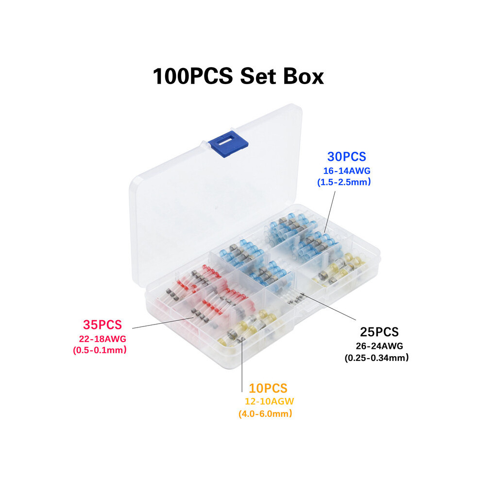 (100Pcs) 50/100/150/200/300Pcs Waterproof Solder Seal Sleeve Butt Wire Connectors Terminals Heat Shrink 110691330031