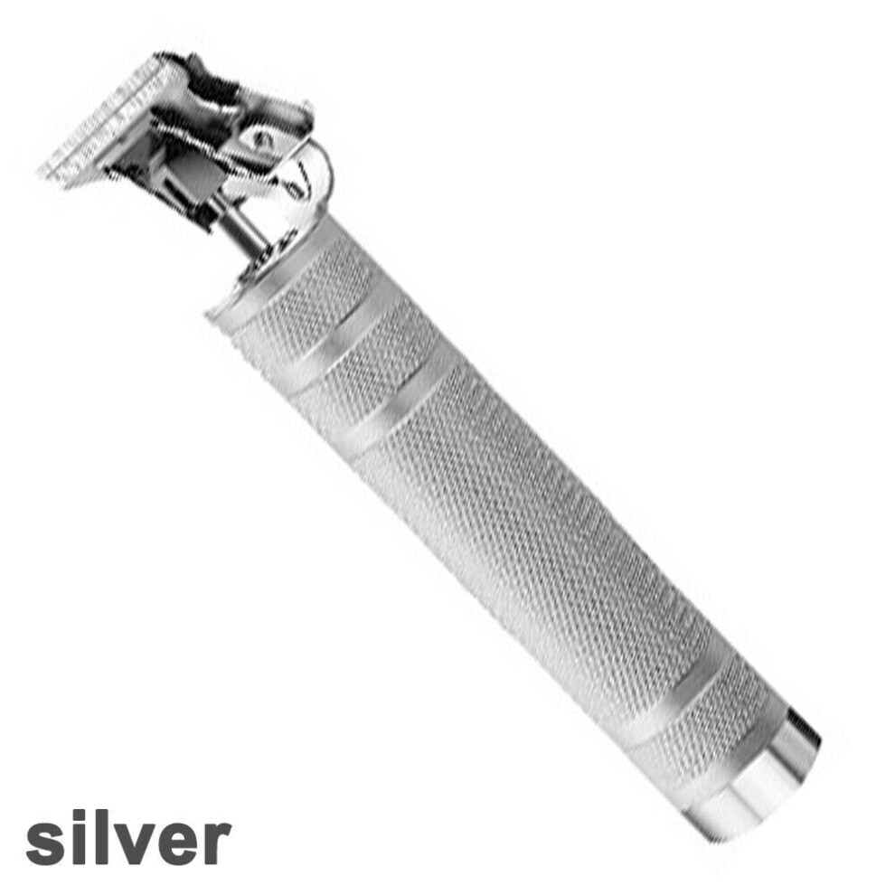 Silver (Silver) Retro Rechargeable Electric Clipper Carved Hair Trimmer Razor Salon Home Use