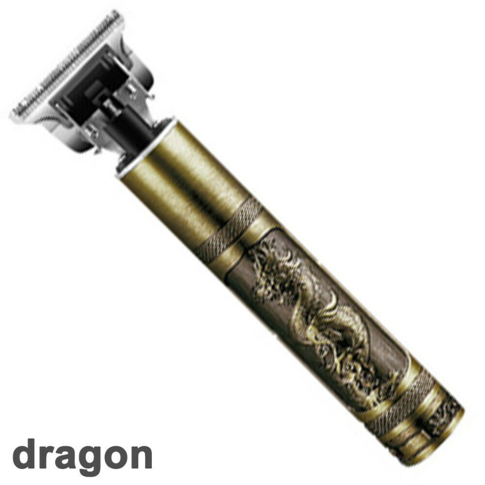 (dragon) Retro Rechargeable Electric Clipper Carved Hair Trimmer Razor Salon Home Use