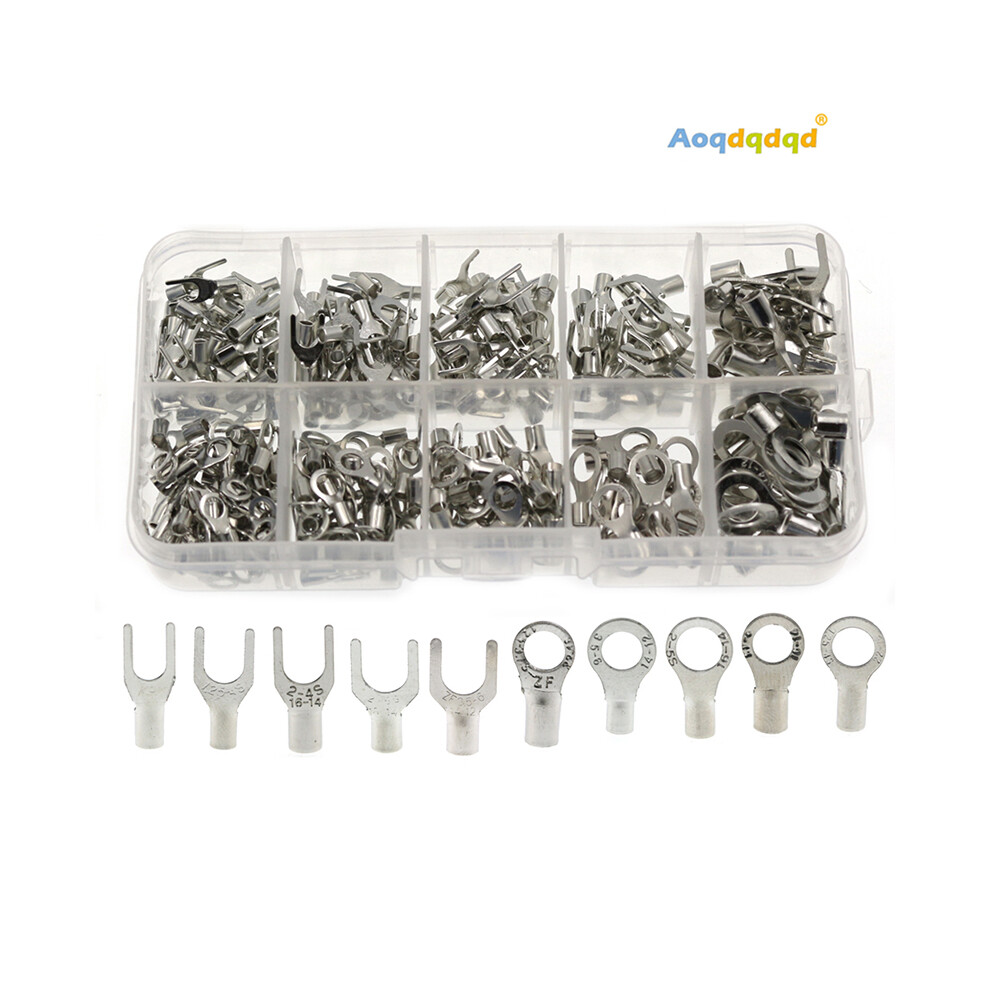 320Pcs Cold Pressed Ot/Ut Fork Round Wire Connector Electrical Crimp Terminals Kit 110691336361