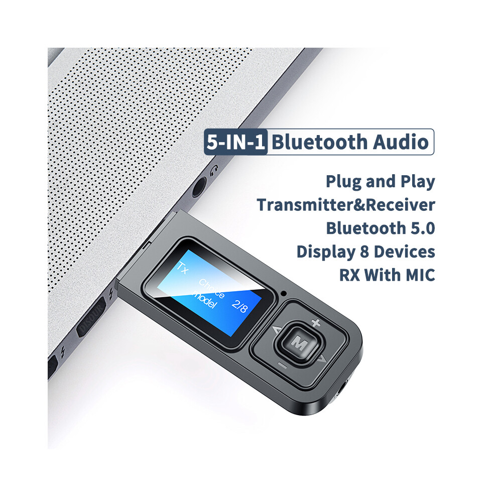Lcd Usb Bluetooth 5.0 Transmitter Receiver Stereo Audio 3.5Mm Aux Adapter Dongle 110691332097