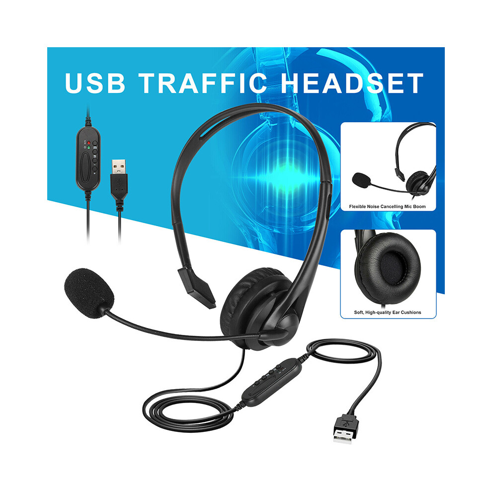Usb Headset With Noise Cancelling Mic Chat Lightweight For Pc Laptop Call Center 110691344229