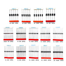 200PCS Fast Switching Schottky Diode Assorted Kit - 1N4001, 1N4004, 1N4007, 1N5408, UF4007, FR207, 1N5817, 1N5819, 1N5822, 1N4148, RL207