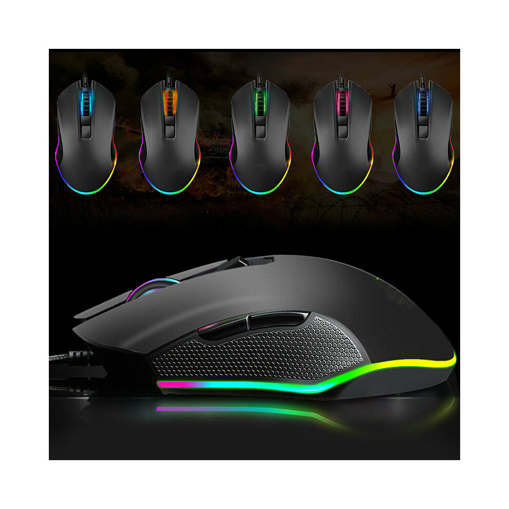 Gaming Mouse 3200Dpi Usb Rgb Flowing Backlit Wired Pc Laptop Computer Mice Light 110691345653