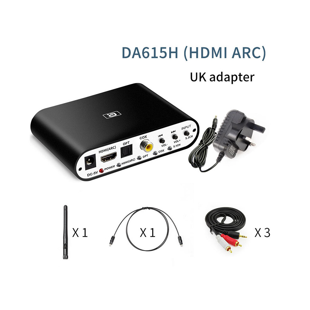 (Uk) Dts 5.1Ch Audio Hard Decoder U Disk Bluetooth 5.0 Receiver Hdmi Fiber Arc Coaxial Da615h 110691348876