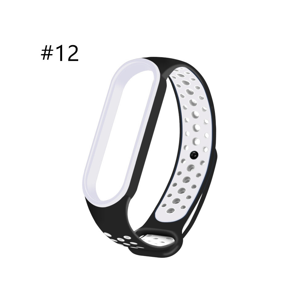 (#12) Sports Silicone Two-color Strap Porous Bracelet For Xiaomi Mi Band 5 Smart Watch