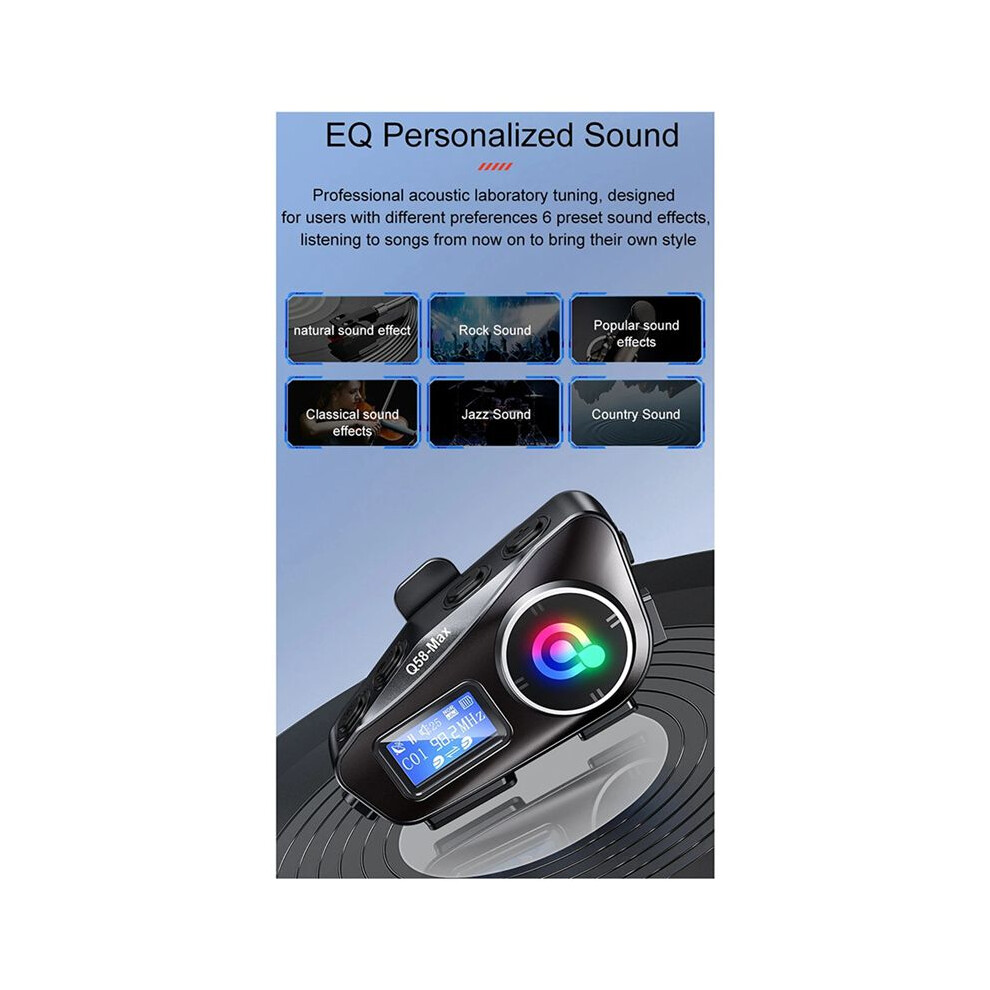 2X Q58-Max Motorcycle Helmet Intercom Headset Mp3 Music Sharing 2 People 500M Intercom(Hard Wire) 4711563977949