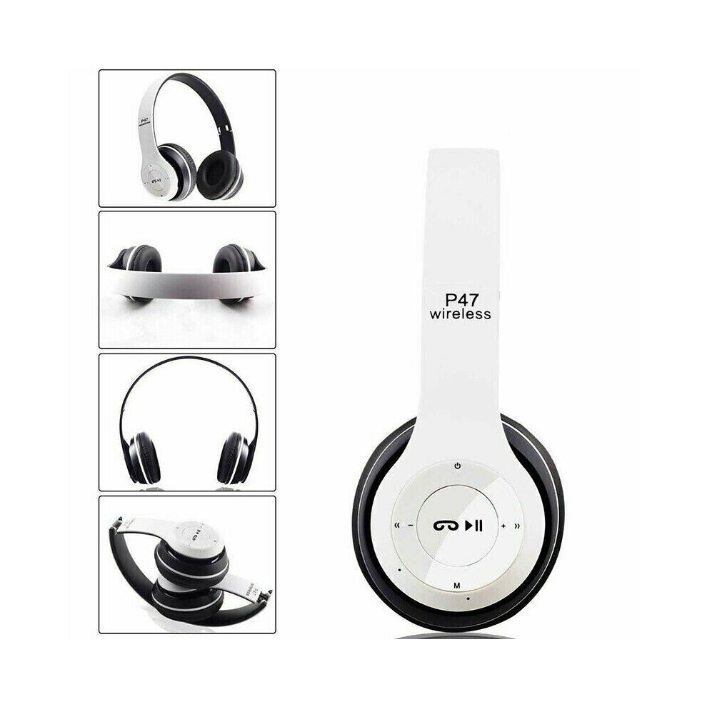 (White) Bluetooth 5.0 Wireless Headphones Foldable Stereo Noise Cancelling Headset White 110691343178
