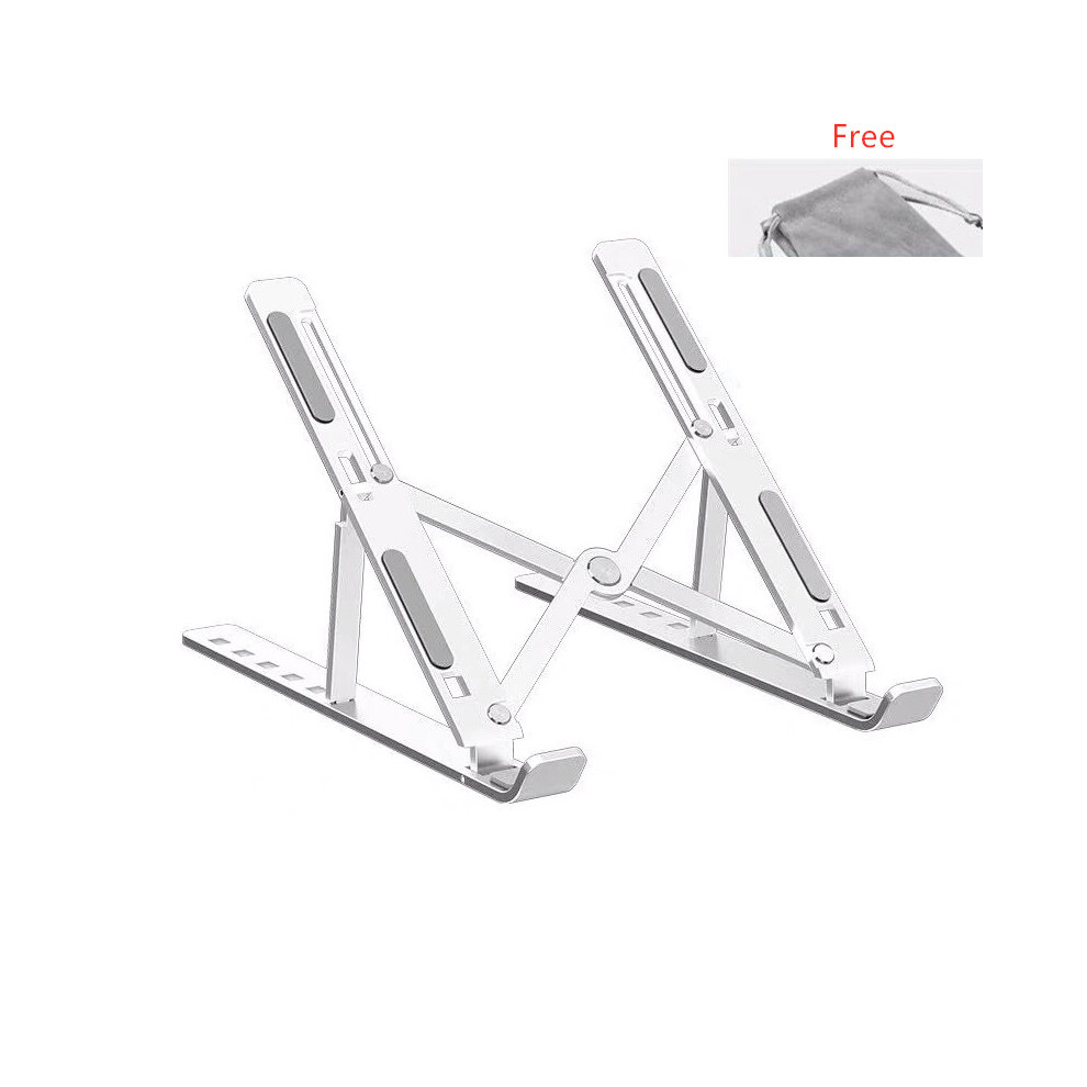 (Silver) Aluminum Alloy Laptop Holder Stand Adjustable Folding Notebook Computer Bracket Silver 110691352194