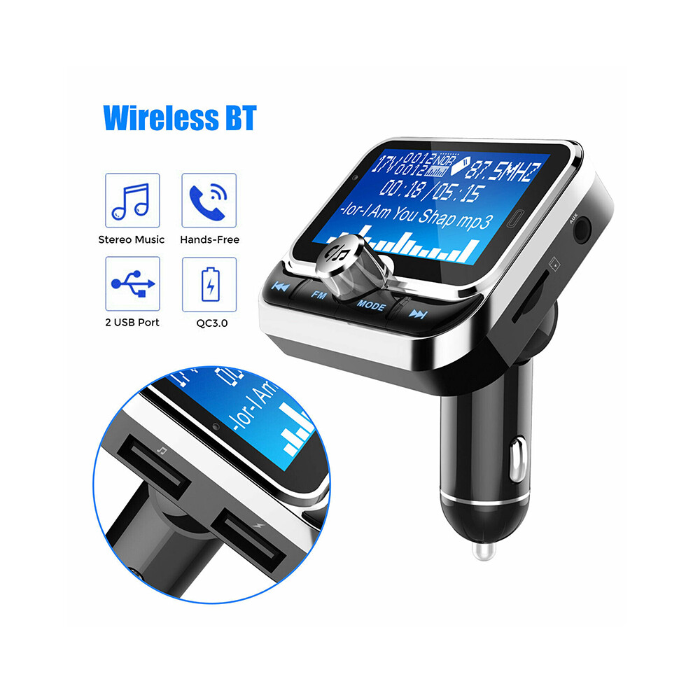 1.8 Inch Screen Wireless Car Bluetooth Fm Transmitter Dual Usb Charger Hands-Free Kit 110691345295