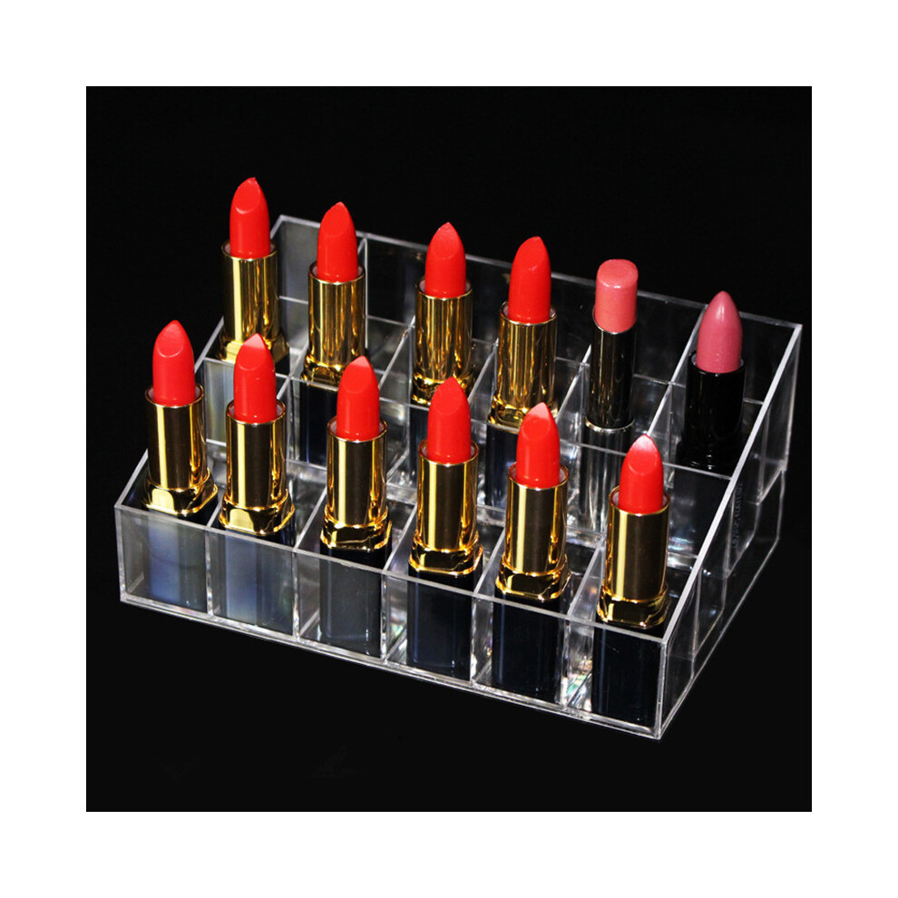 24 Lipstick Holder Display Stand Cosmetic Organizer Makeup Case Clear