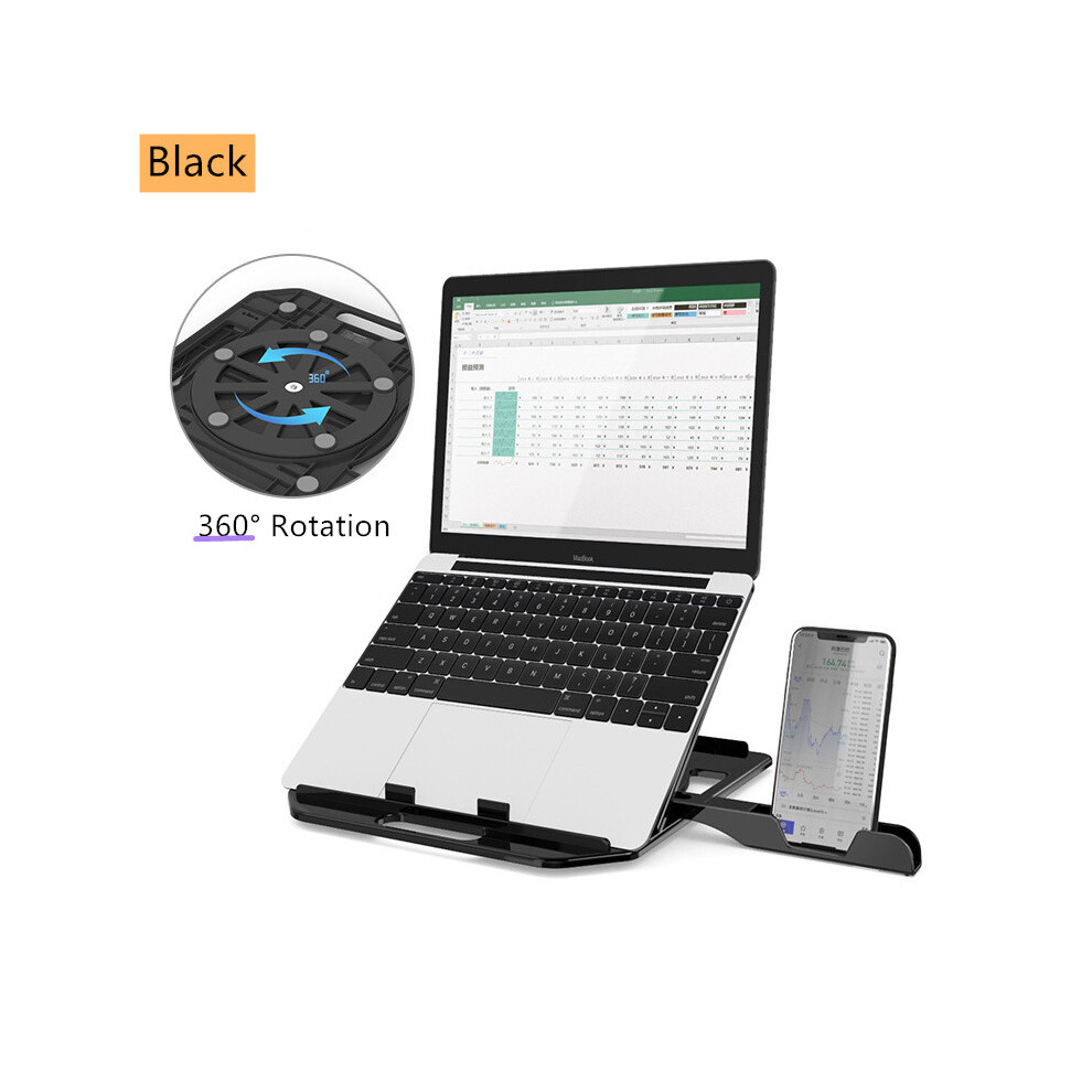 (Black) Adjustable Laptop Stand Notebook Support 360 Degree Rotating Computer Stand Riser For Macbook Pro Black 110691352217