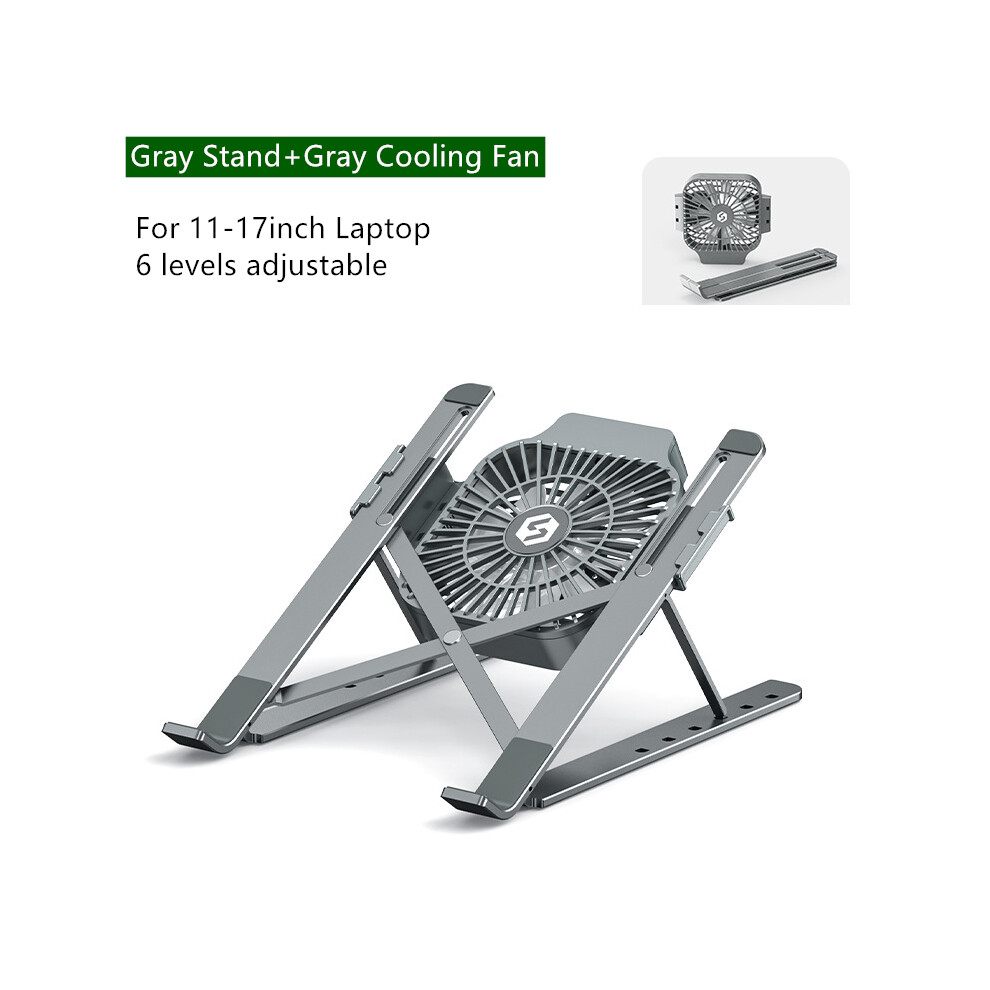 ( Stand+ Fan) Foldable Laptop Tablet Stand With Cooling Fan Heat Dissipation For 11-17 Inch Notebook Macbook Air Pro Gray 110691353603
