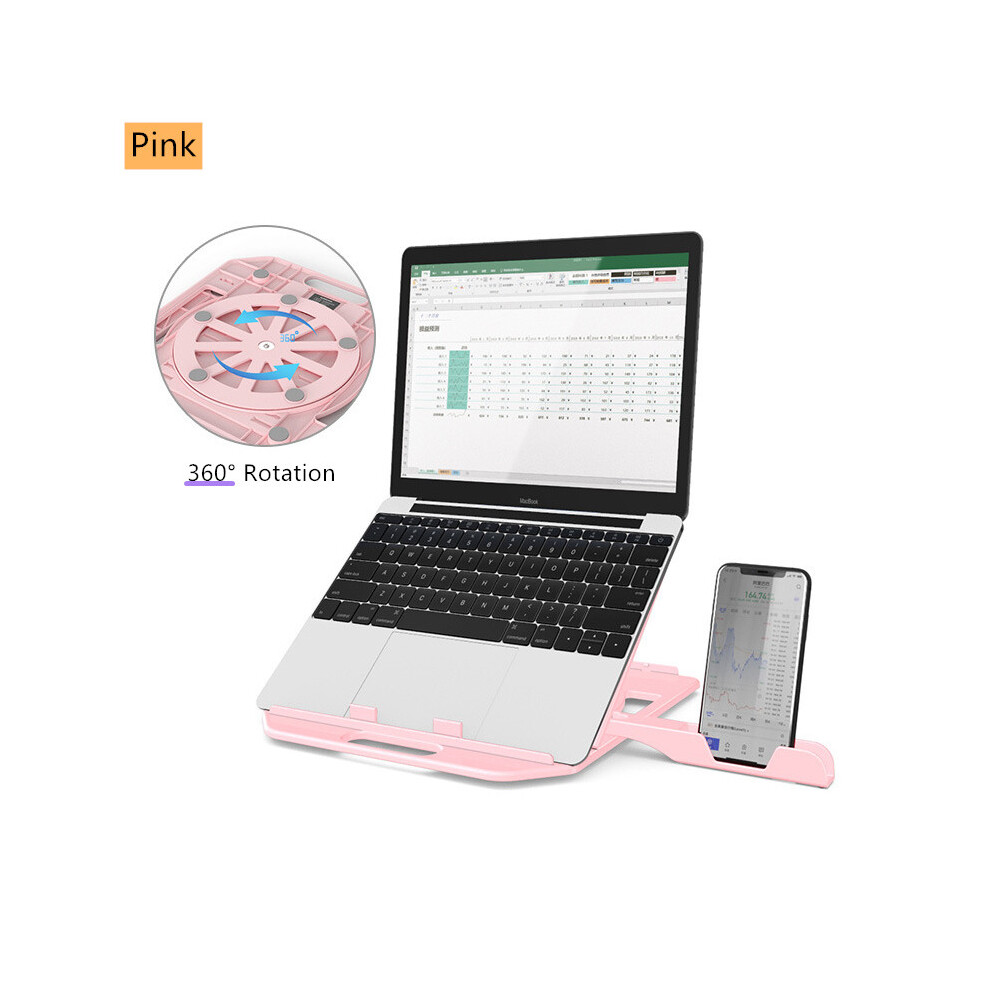 (Pink) Adjustable Laptop Stand Notebook Support 360 Degree Rotating Computer Stand Riser For Macbook Pro Pink 110691352231
