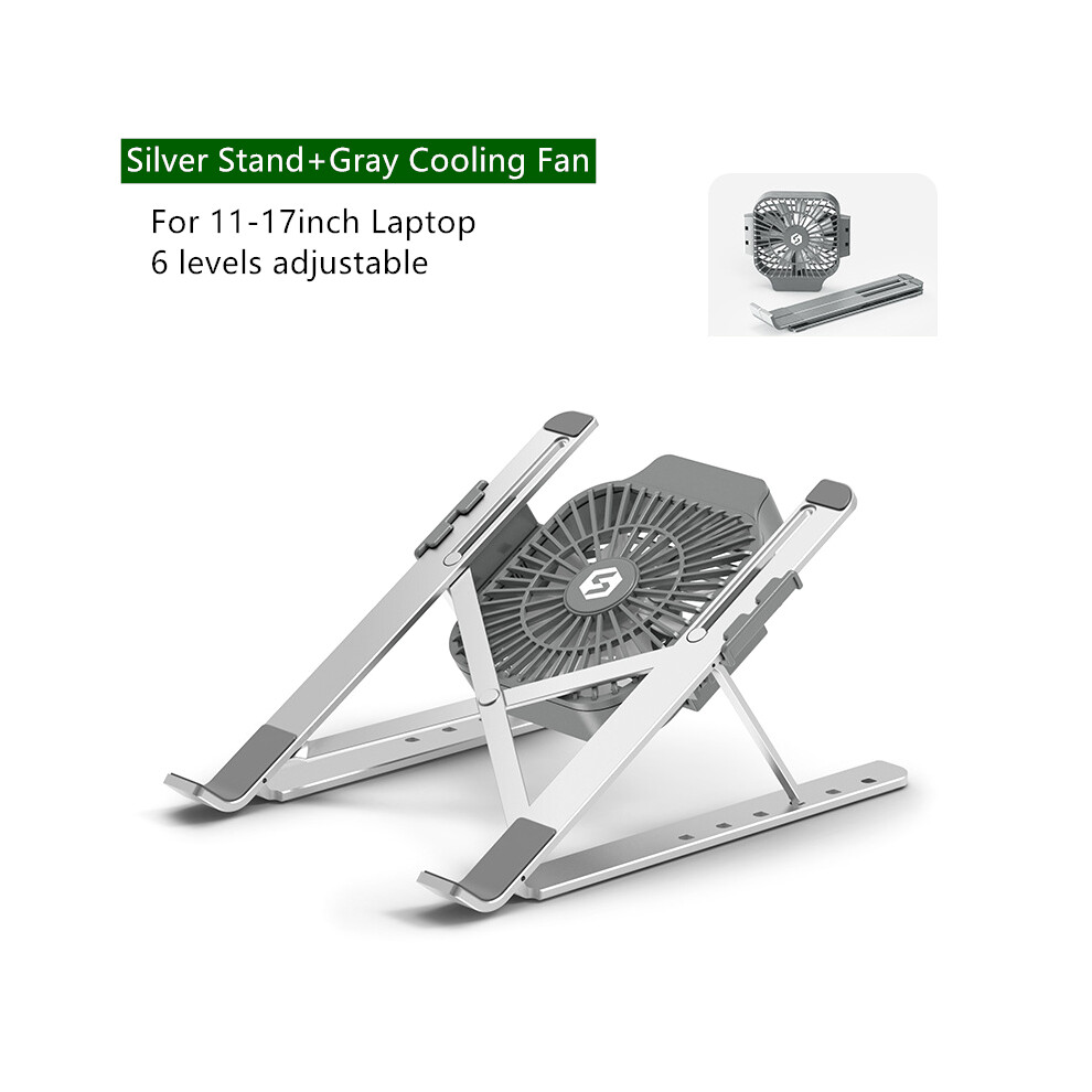 ( Stand+ Fan) Foldable Laptop Tablet Stand With Cooling Fan Heat Dissipation For 11-17 Inch Notebook Macbook Air Pro Silver/Gray 110691353610