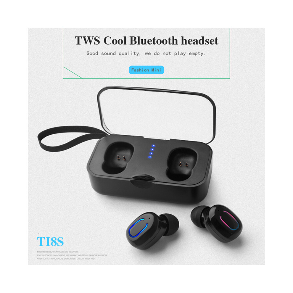 (Black) Mini Bluetooth 5.0 Earphone Tws Wireless Earbuds Handsfree Headset Stereo With Mic Black 110691352620