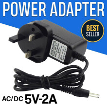 5V Volt Power Supply 3 Pin 2A UK Plug Charger AC/DC Adapter Black For LED Lights
