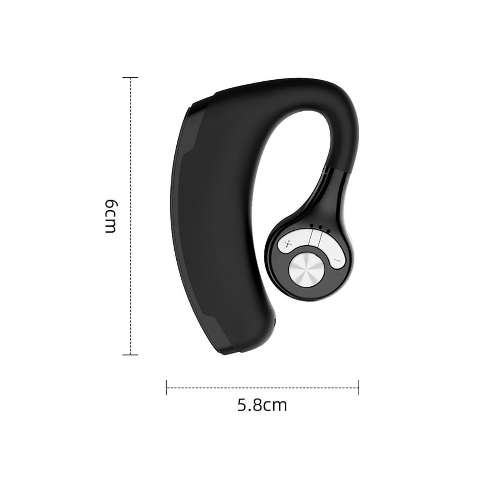 (Silver) Bluetooth 5.0 Headset Wireless Trucker Earpiece Headphone With Noise Cancelling Mic Silver 110691344342