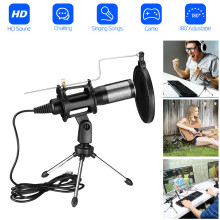 For Home Studio Video Recording USB Plug Condenser Microphone with Mic Stand