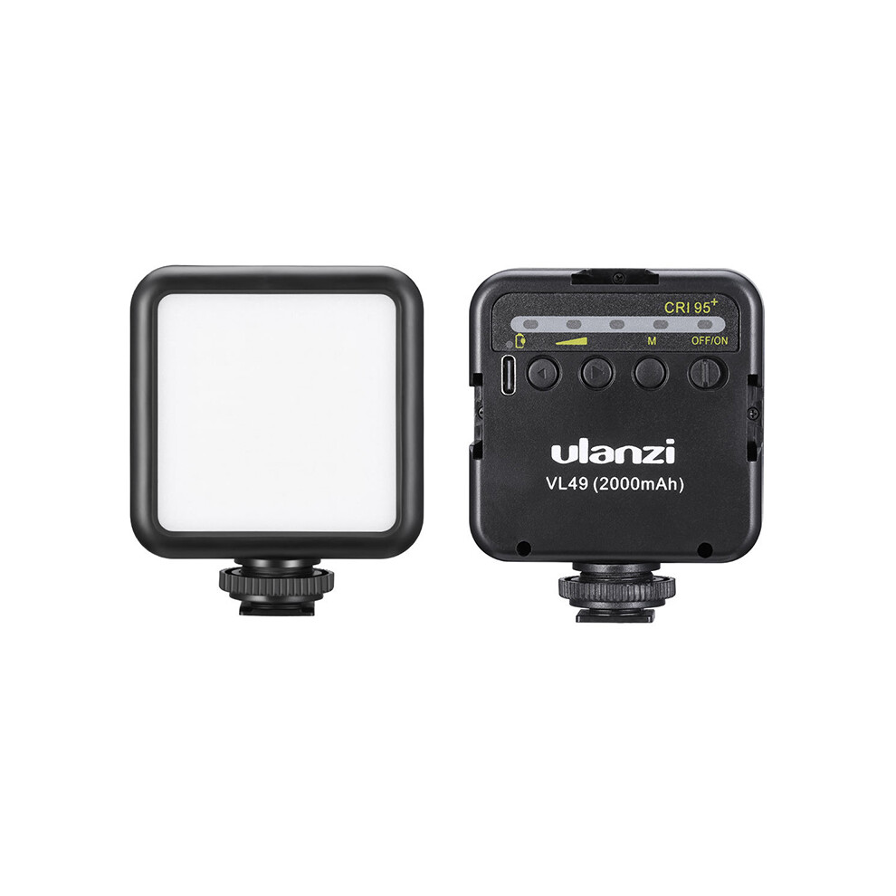() Ulanzi Vl49 6W Mini Led Video 2000Mah Built-In Battery 5500K Photographic Lighting With Cold Shoe Mount 1/4 Screw Black/Light 110691336200