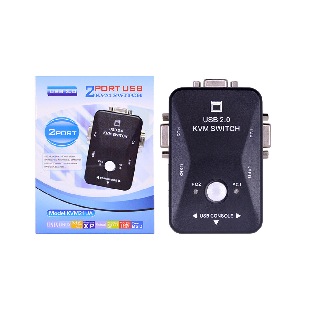 2 Port Usb 2.0 Kvm Switcher 1920*1440 Vga Svga Switch Box For Keyboard Mouse Monitor 110691342959