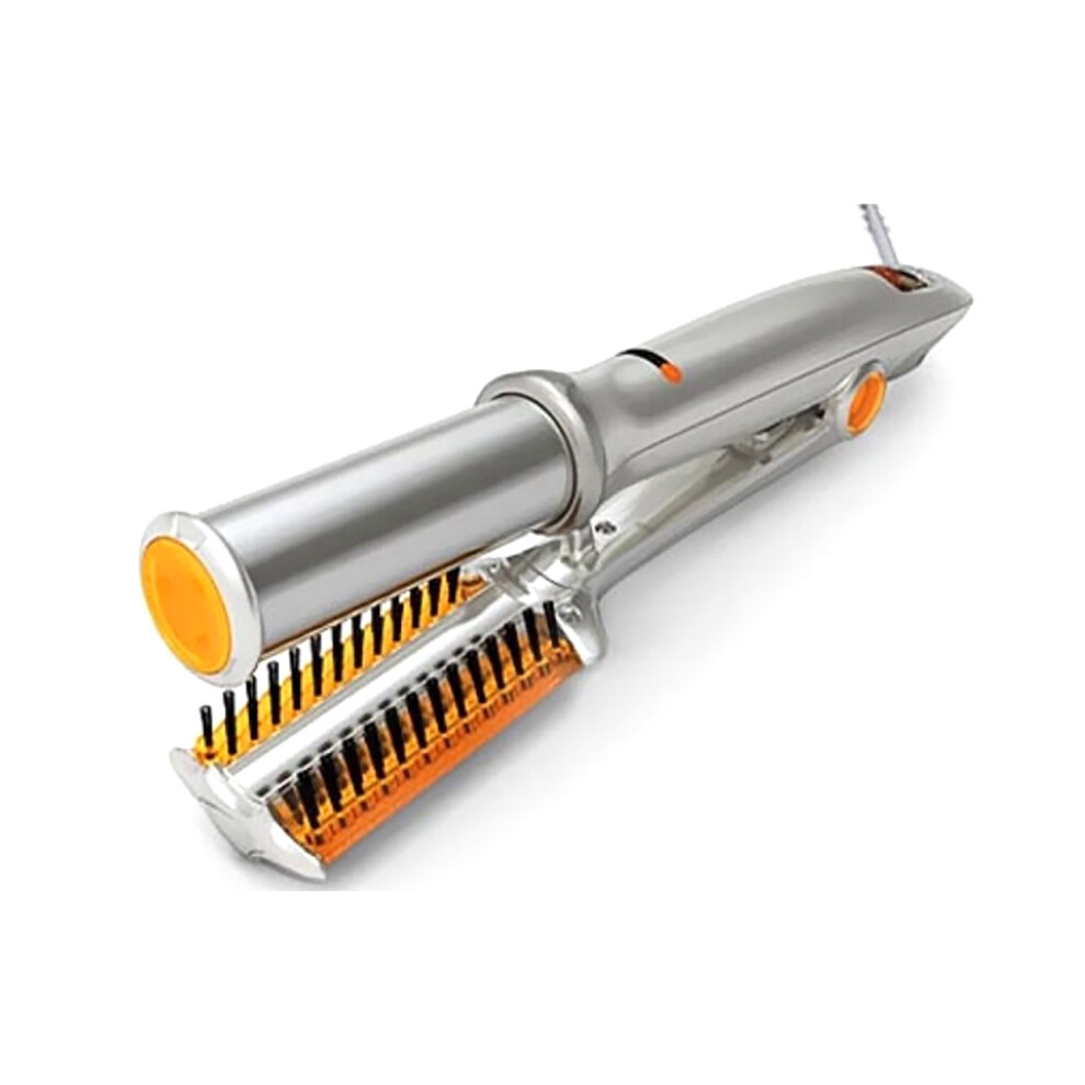 (US) Professional 2-Way Rotating Curling Iron Hot Hair Brush Curler Straightener Comb