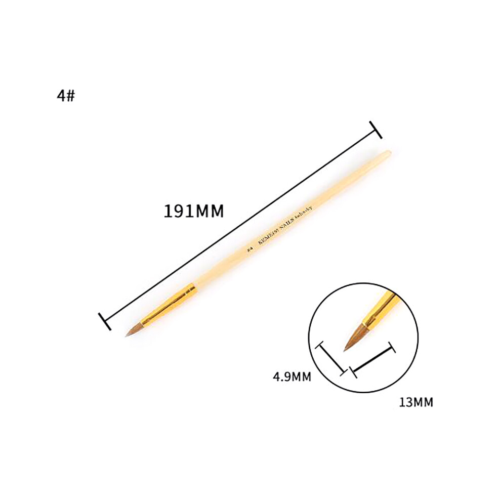 (4#) Kolinsky Sable Hair Brush Acrylic Powder Nail Art Pen Wood Handle Maincure Tool
