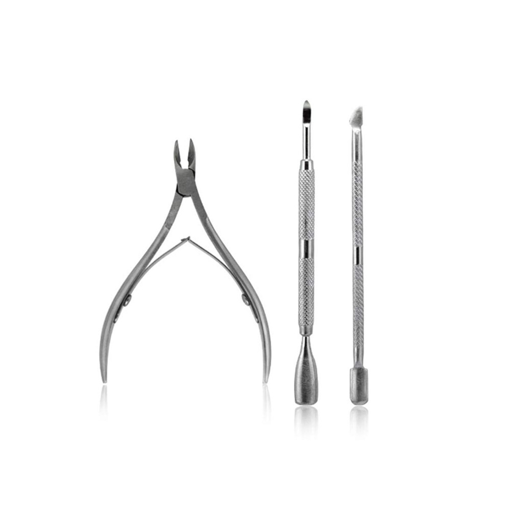 Stainless Steel Nail Cuticle Spoon Pusher Remover Cutter Nipper Clipper Cut Set