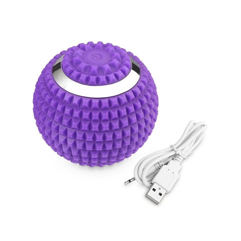 (purple) Mini Electric Vibrating Massage Ball Fitness Yoga Massaging Roller Muscle Pain Relief