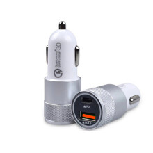 (Silver) 18W PD Type-C QC 3.0 Fast Car Charger Adapter USB Charging For iPhone11 Pro Max