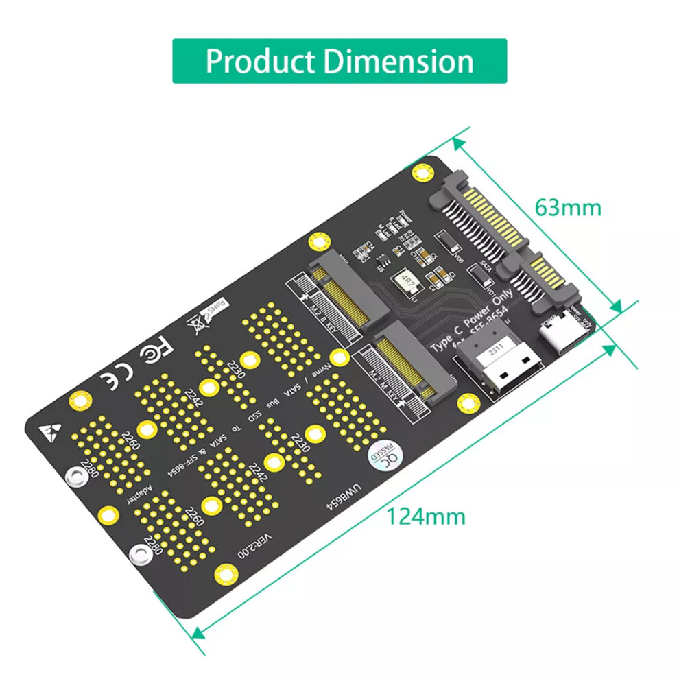 New 2In1 M.2 Ngff Nvme Ssd/Sata-Bus Ssd To Sff-8654 And Sata Adapter 110691356871