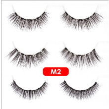 (M2) 3 Pairs 3D Wispy Soft False Magnetic Eyelashes With Eyeliner Tweezer Set