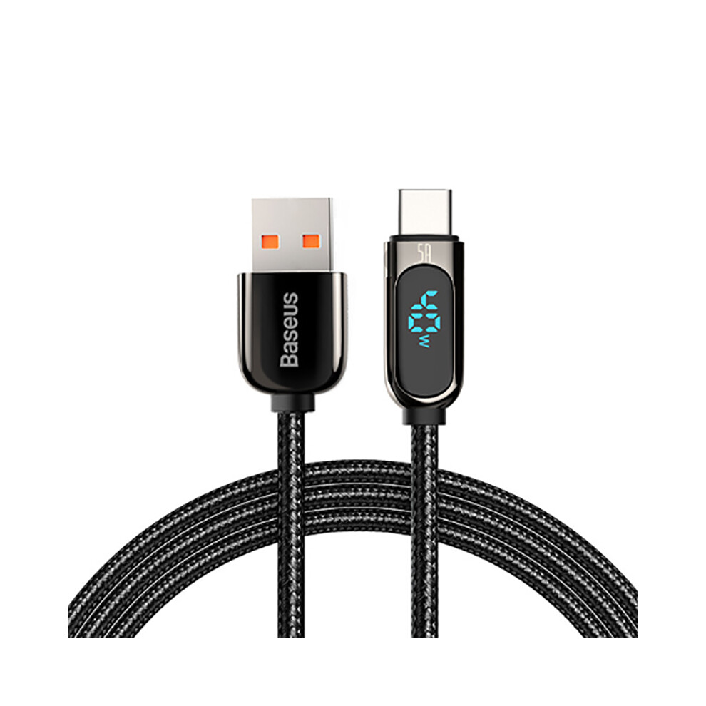 (2M ) Baseus 5A Usb To Type-C Charger Cable Fast Charging Led Voltage Display Data Cord Black 110691345875